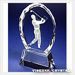 クリスタル盾 楕円型 ゴルフ彫刻